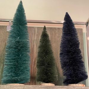 Pier 1 Set of 3 tabletop Spring bottle brush trees